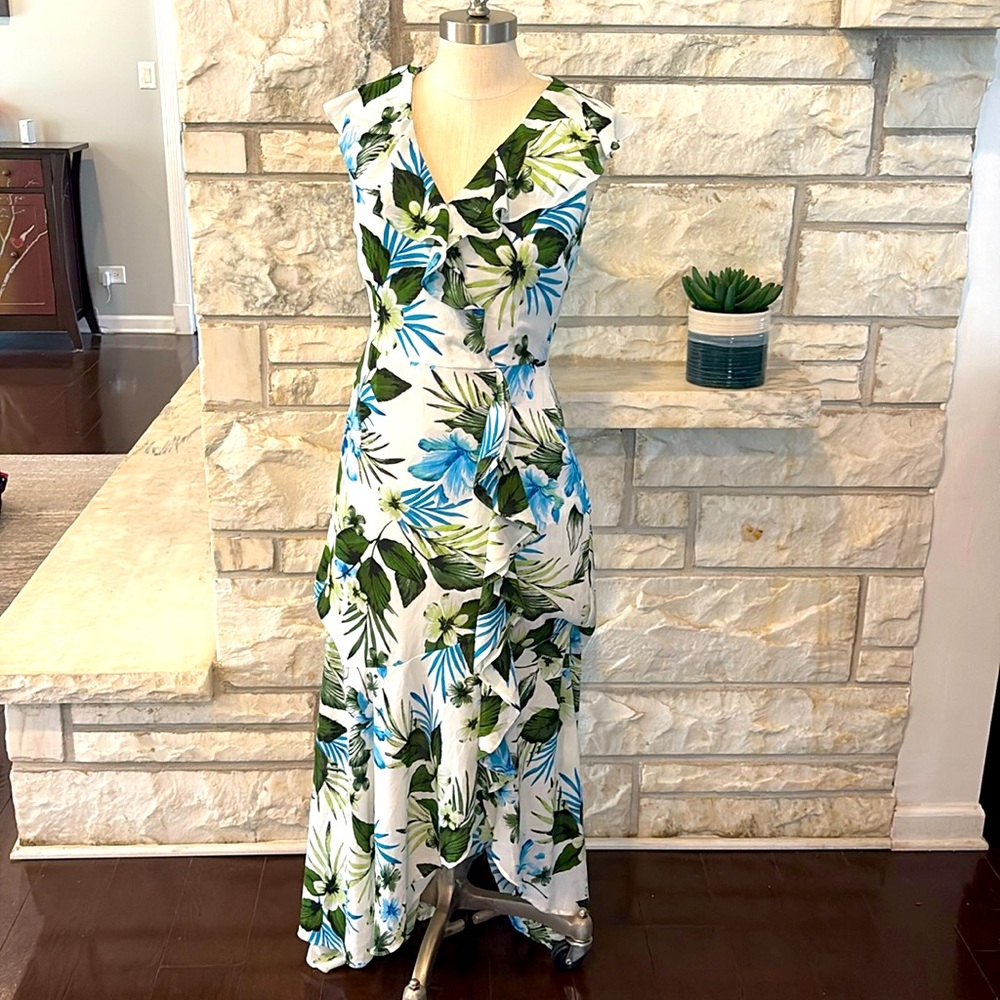 Banana Republic Blue Sleeveless V-Neck Maxi Sundress